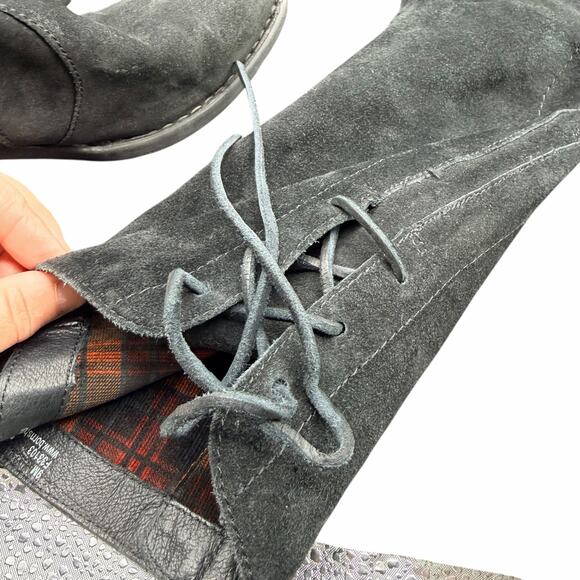 Born Black Suede Tall Riding Boots Lace Back 9M F33103 - Picture 12 of 16